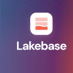 Databricks Lakebase logo on a vibrant blue-to-orange gradient background, symbolizing the fusion of transactional speed and AI-driven analytics. (Databricks Lakebase Visual Identity – B EYE Branding)