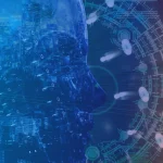 Digital illustration of a human head overlaid with cityscape and data streams, symbolizing AI-driven business intelligence and predictive analytics. (B EYE Artificial Intelligence Vision)