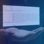 Digital hero image showing a sales incentive management software dashboard floating above a hand, representing connected planning, reporting, and incentive visibility.