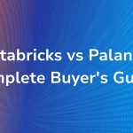 Article cover reading Databricks vs Palantir Complete Buyer's Guide, with the B EYE logo on a binary-code gradient background.